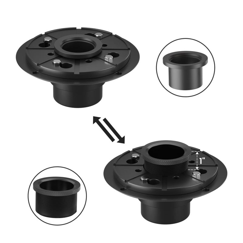EXF Round Shower Drain Base Kit for 2 Inch and 3 Inch Waste Pipe, Black Shower Drain Flange with Threaded Adaptor and Rubber Coupler for No Hub Square & Linear Shower Drain Installation - Image 3